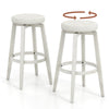 Swivel Bar Stool Set of 2 with Footrest Retro-White-76 cm
