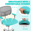 Kids Height-Adjustable Swivel Computer Desk Chair with Lumbar Support-Turquoise