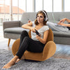 Swivel Floor Chair with Adjustable Backrest and Armrests-Coffee