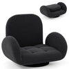 Swivel Floor Chair with Adjustable Backrest and Armrests-Black