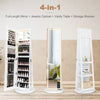 360° Swivel Jewelry Cabinet with LED Lights,  Foldable Shelf-White