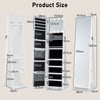 360° Swivel Jewelry Cabinet Full Length Mirror and Back Shelves-White