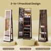 360° Swivel Jewelry Cabinet Freestanding Jewelry Storage Organizer with Lighted Full Length Mirror-Rustic Brown