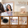 360° Swivel Lockable Jewelry Armoire Cabinet with Full-Length Mirror-Natural