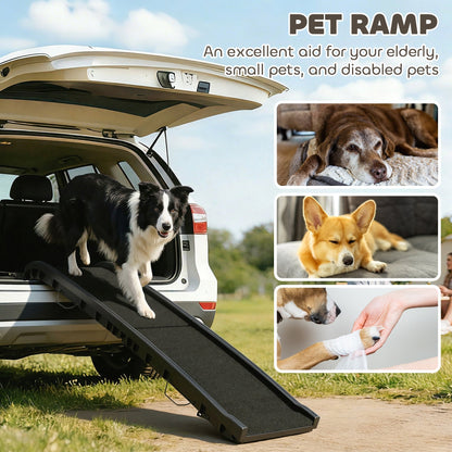 PawHut Foldable Dog Ramp with Frosted Anti-slip Surface, Portable & Lightweight, for Cars, Home, 155 x 38.5 x 15.5 cm