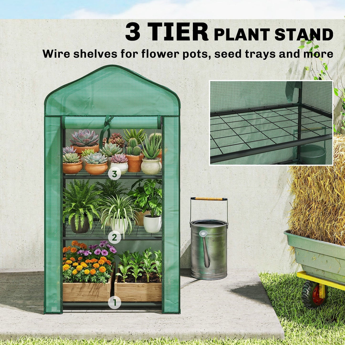 Outsunny Three-Tier Mini Greenhouse - Green