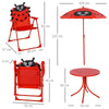 Outsunny Kids Folding Picnic Table Chair Set w/ Parasol, Red