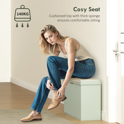 HOMCOM Elegant Eight Shoe Bench, with Top Seat - Green