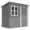 Outsunny 7 x 4ft Eco-friendly Galvanised Steel Garden Shed, with Lock and Gloves, 40kg/ã¡ Snow Capacity - Grey