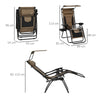 Outsunny Zero Gravity Lounger Chair, Folding Reclining Patio Chair with Shade Cover, Padded Seat, Cup Holder, Soft Cushion and Headrest for Poolside, Camping, Coffee