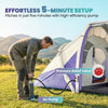 Outsunny Inflatable Tent 2 Bedroom 3000mm Waterproof Windproof Air Tent with Carry Bag for 2-4 Person