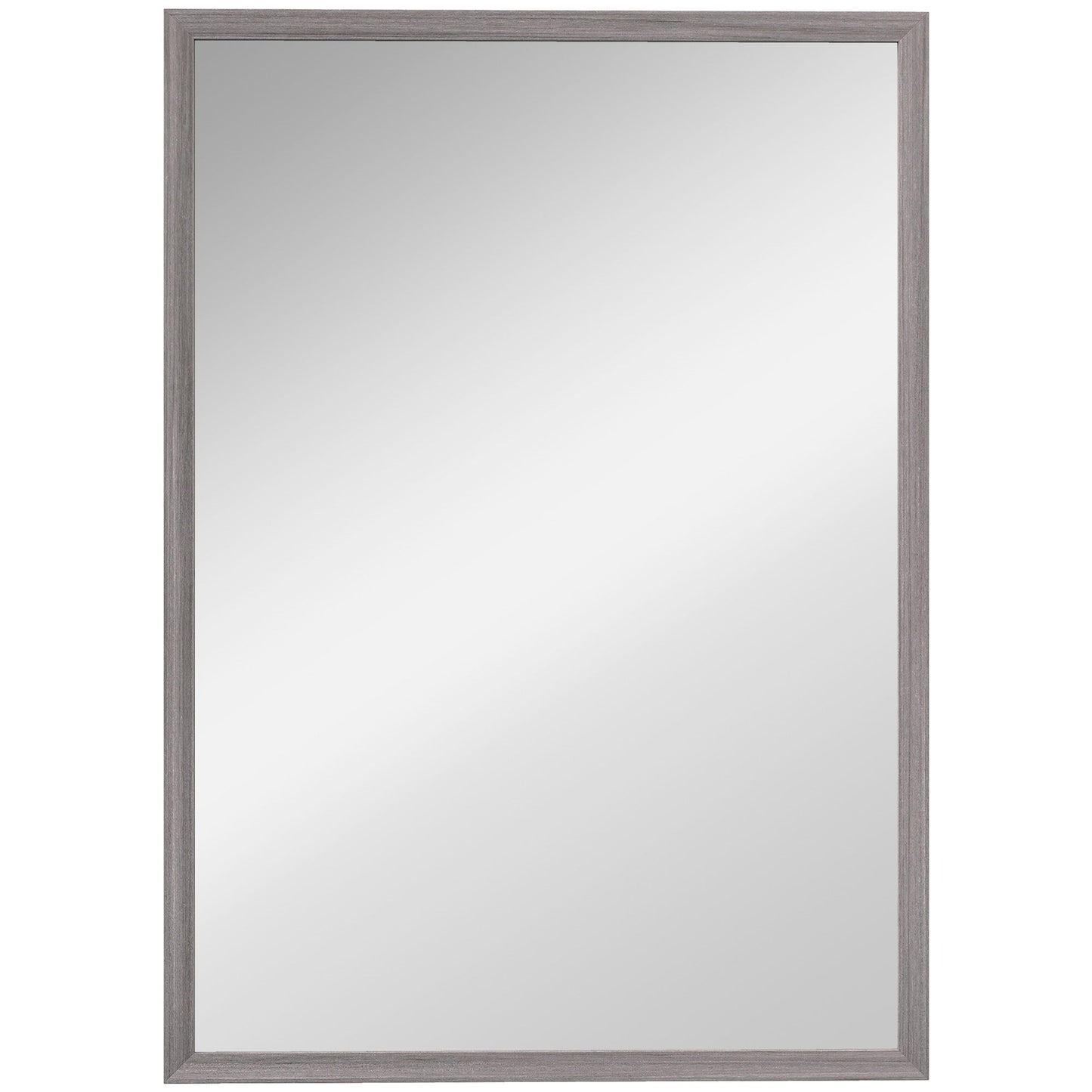 HOMCOM Wall Bathroom Mirror, 50 x 70 cm Wall-Mounted Mirror for Living Room, Bedroom, Hallway, Grey
