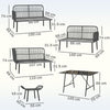 Outsunny 6 Piece Rattan Garden Furniture Set, 8 Seater Garden Corner Sofa with Cushions and Glass Top Table, Orange