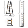 HOMCOM 3.8m Duo Aluminium Ladder w/ Tool Holder - Yellow