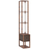 HOMCOM Floor Lamp with Shelves, LED Column Modern Standing Lamp with Fabric Drawer, Adjustable Brightness, Foot Switch for Living Room, Bedroom, Office, Rustic Brown