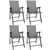 Outsunny Folding Garden Chairs Set of 4, Foldable Garden Dining Chairs with High Back, Armrests, Texteline Seat, Light Grey