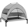 PawHut Portable Elevated Dog Bed with Removable Canopy, Cooling Raised Pet Cot for Small Medium Dogs, 76 x 61 x 60 cm