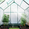 Outsunny 6x6 FT Polycarbonate Greenhouse with Base and Raised Bed, Walk-in Greenhouse with Aluminium Frame, Temperature Controlled Window, Foundation for Plants, Flowers, Vegetable