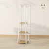 HOMCOM Compact Freestanding Coat Rack - White/Oak