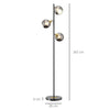 HOMCOM Tree Floor Lamp for Living Room Bedroom with 3 Light, Modern Standing Lamp, (Bulb not Included), 162cm, Grey
