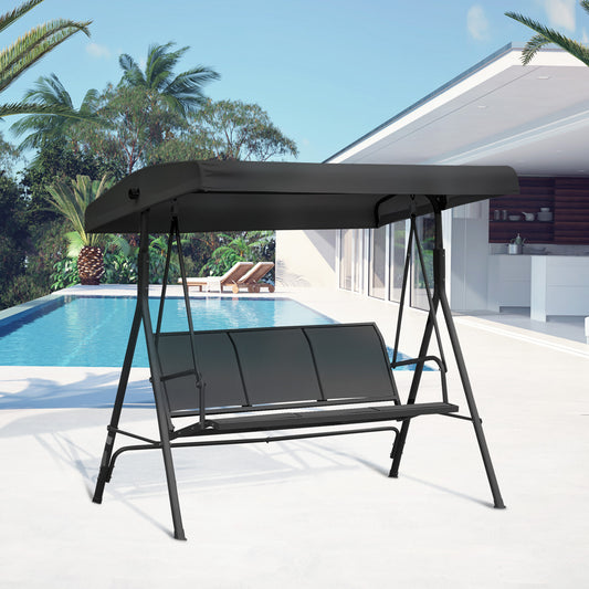 Outsunny Three-Seater Garden Swing Chair in Black