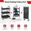 3 Tiers Folding Tool Trolley with Lockable Wheels and Tool Grooves