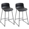 HOMCOM Modern Bar Stools Set of 2, PU Leather Barstools, Counter Height Kitchen Chairs for Breakfast Bars, Dining Room, Black