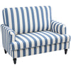 HOMCOM Modern Cuddle Chair, Velvet Single Sofa Armchair with Stripe, Turned Legs and Wide Seat, Upholstered Snuggle Chair for Living Room, Bedroom, Blue and White