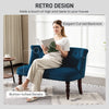 HOMCOM Velvet 2 Seater Sofa, Button Tufted Wingback Loveseat with Rubber Wood Legs for Living Room, Bedroom, Dark Blue