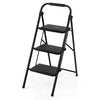 Folding Portable 3 Step Ladder with Anti-Slip Pedal and Handle-Black