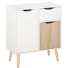 HOMCOM Sideboard Floor Cabinet Storage Cupboard with Drawer and Solid Wood Legs for Bedroom, Living Room, Entryway, Brown
