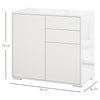 HOMCOM High Gloss Frame Sideboard, Push-Open Design with 2 Drawer for Living Room, Bedroom, 74H x 79W x 36Dcm, White