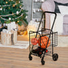 Folding Height Adjustable Shopping Trolley with Handle and Wheels-Black