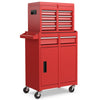 High Capacity Tool Storage Cabinet with Lockable Wheels-Red