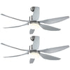 HOMCOM Set of 2 Reversible Ceiling Fan with Light, 6 Blades Indoor Modern Mount LED Lighting Fan with Remote Controller, for Bedroom, Living Room, Silver