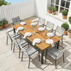 Outsunny Garden Dining Table for 6-8 Person, 180 x 86 cm Rectangular Outdoor Dining Table with Wood Slatted Top, Teak