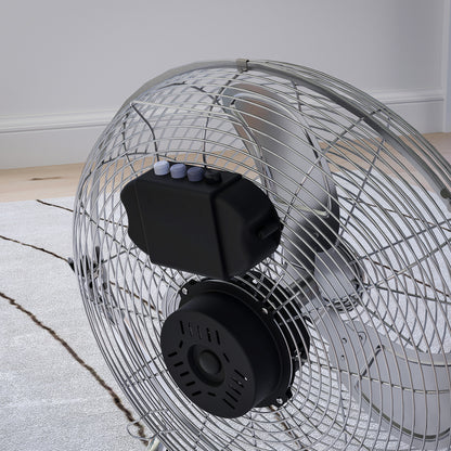 HOMCOM Metal Desk Fan with 3 Speeds & 120√Ç¬∞ Adjustable Tilt - Silver