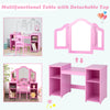 Kids Makeup Desk and Chair Set with Tri-Folding Detachable Mirror-Pink