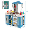 Kids Kitchen Playset with 67 Pieces Accessories and Realistic Lights-Blue
