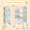 Folding Height Adjustable Kids Step Stool with Safety Latches-White
