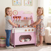 Pretend Play Toy Kitchen Set with Clock Stove Spice Rack-Pink