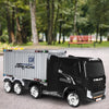 12V Ride-On Semi-Truck with Container for Kids of 3-8 Year Old-Black
