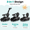 3-in-1 Ride On Push Car with Removable Guardrails and Handle-Black