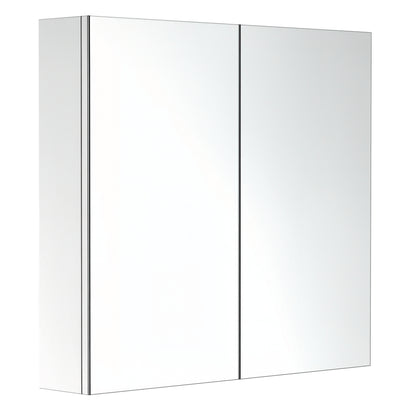 HOMCOM Bathroom Mirror Cabinet, Stainless Steel Wall Mounted Bathroom Storage Cabinet with Double Doors, 60x55cm