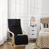HOMCOM Wooden Armchair, Upholstered Linen Lounge Chair with Adjustable Footrest & Removable Cushion, Poang Chair for Living Room, Black