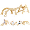 5-in-1 Triangle Climbing Toys with Arch Ramp for 1+ Years Old-Natural