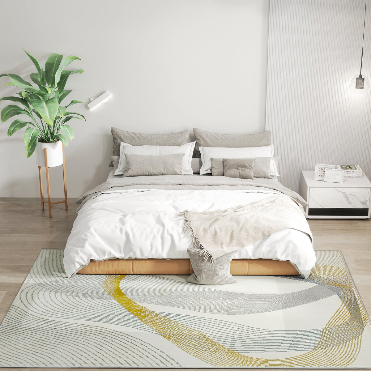 HOMCOM Modern Area Rug in Cream White