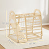 AIYAPLAY 6 in 1 Kids Climbing Frame with Slide, Monkey Bars, Gymnastics Rings, Ladder, Climbing Net, for 3-6 Years, Natural Tone