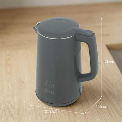 HOMCOM Electric Kettle, 1.7L Fast Boil 3kW Water Kettle with UK Strix Thermostat, LED Display, Keep Warm Function, Grey