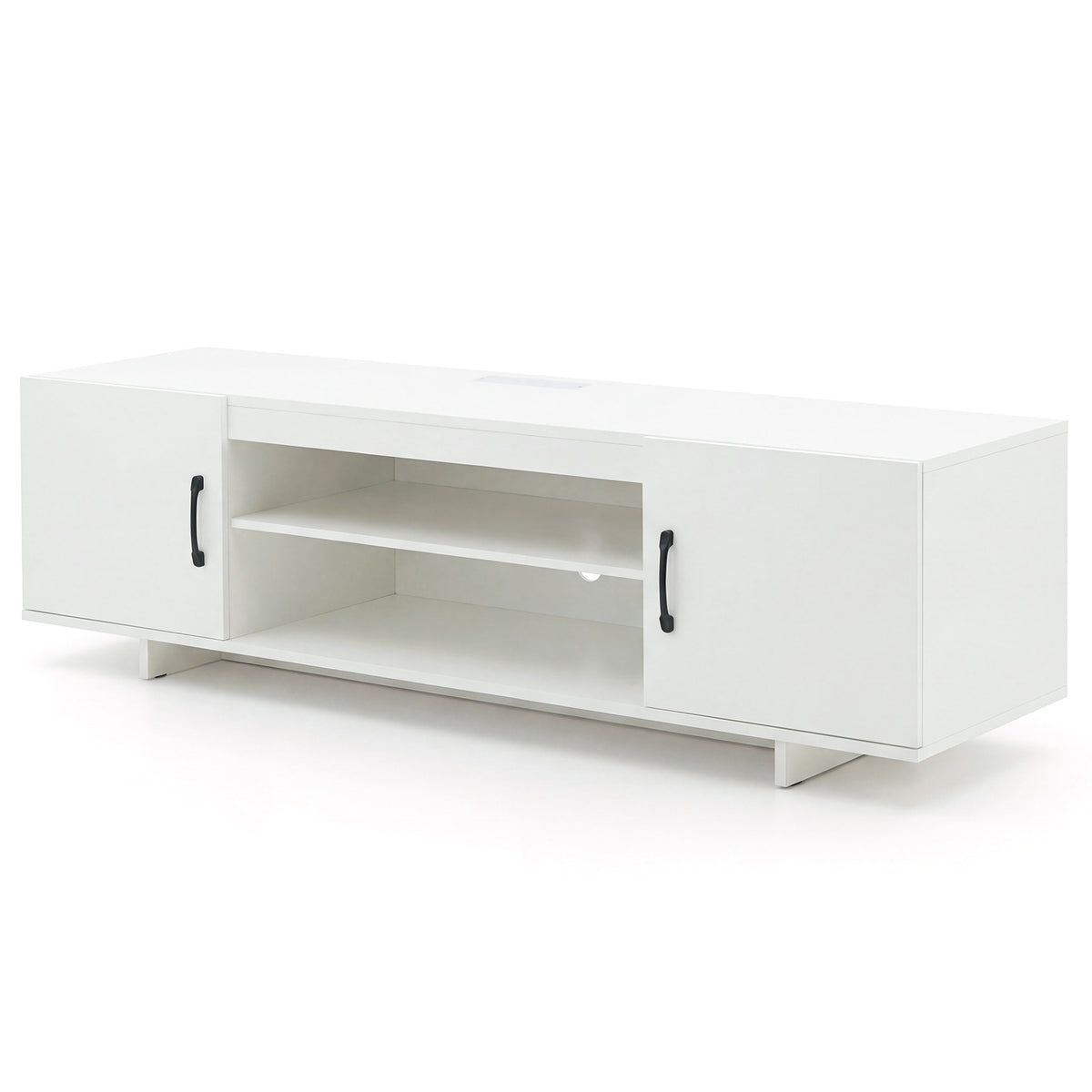 TV Stand for TVs up to 70 Inches with Power Outlet and 2 Cable Holes-White